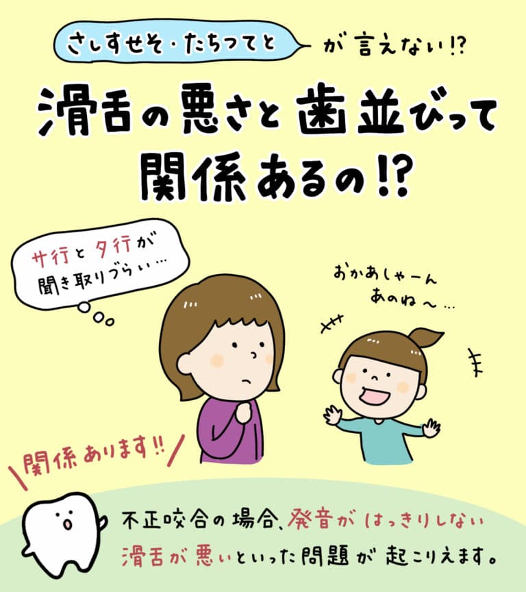 サ行とタ行が言えない_1_子供の滑舌が悪い原因と歯並びの関係について解説するイラスト