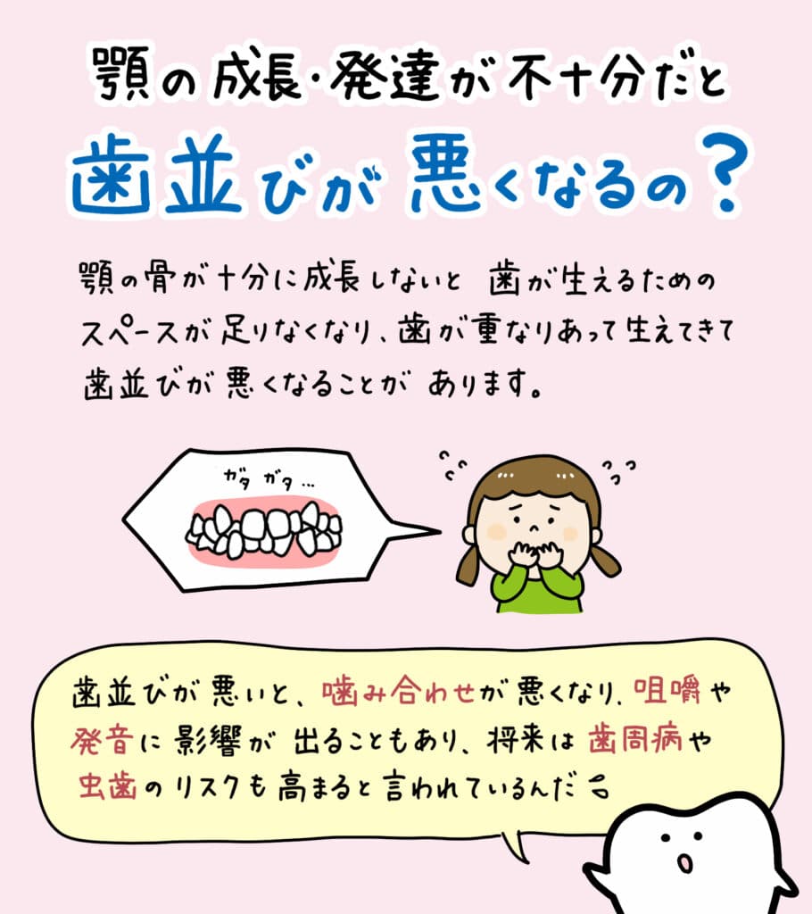 6歳の子どもの前歯が生え変わらない_6_前歯が生えてこない6歳の子どもが鏡の前で歯をチェックしているイラスト