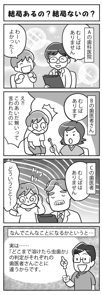 結局あるの？結局ないの？_小児歯科に関する一般的な疑問を扱う四コマ漫画